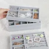 Storage Boxes Bins Makeup Fashion Portable Velvet Jewelry Ring Display Organizer Box Tray Holder Earring Case Showcase 230907