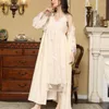 Kvinnors sömnkläder kvinnor bomull arabisk lös nattklänning vintage viktoriansk mantel två bitar set pijamas nattkläder muslin klänning och uppsättningar