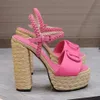 Designers sandals Fashion Heels Designer shoes Buckle weave Lafite grass shoes Top quality Genuine Leather 13CM High heeled factory footwear platform heel sandal