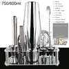 Kieliszki do wina 12PCS Czarne różowe złoto 800 750 600 ml Boston Shakers Barmer Kit koktajlowy shaker Set Bat Mikser Narzędzia z stojakiem przepis 230906