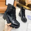 Designer Boots Martin Desert Boot Monolith Genuine Leather High Heel Ankle Shoes Women Boots Diamond Vintage Print Shoes Classic Lace Up 34-40