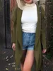 Women's Trench Coats Coat Long Lace Up Pocket Black Gray Army Green Khaki Casual Street Spring Open Front Turndown Regular Fit S M L