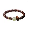 Brin de bois de santal rouge, Festival de bambou, perles bouddhistes, ficelle à main, dépliant, artisanat, Bracelet pour hommes et femmes