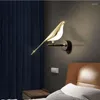 Vägglampa gyllene fågel leder salong bar sängen hängande ljus fixtur nyhet roterbar sovrum foajé sconce