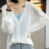 Damenjacken Damen Süße Art Sheer Chic V-Ausschnitt Design Sommer Student Urlaub Sonnenschutz Einfache Harajuku Outwear Freizeitkleidung