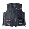 Männer Westen Männer Biker Leder Weste Stickerei Motorrad Weste Street Fashion Vintage Vier Jahreszeiten Männlich Punk Solide Ärmellose Jacke