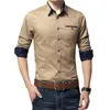 Men's Casual Shirts Lapel Collar Men Shirt Stylish Comfortable Business Slim Fit Solid Color Breathable For Spring Fall Office Wear