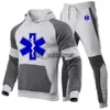 Tute da uomo 2023 Nuova EMT Ambulanza di emergenza Primavera Autunno Uomo Casual Set Pantaloni maschili Abbigliamento sportivo con cappuccio Giacche Tricolore Splicebecome x0907