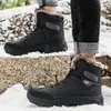 Botlar Yürüyüş Erkekler Kış Dış Retro Yuvarlak Kafa Dantel Yukarı Pamuk Ayakkabıları Sıcak Polar Slip Slip Snow Botas Militares Hombre