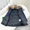 Manteau pour enfants Vêtements de créateurs pour bébés Manteaux en duvet Veste pour enfants avec badge à capuche épais vêtements d'extérieur chauds fille garçon filles parkas classiques 100% col de fourrure de loup taille 100-160