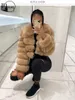 Women's Fur Faux Fur Inwoman Hot Style Real Raccoon Fur Coat Women Fur Coat In Autumn Winter Fashionable Warm Women's Fur Jacket Genuine Leather Coat x0907