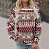 Kadın Sweaters Yuvarlak yakalı hayvan baskı kazak moda kazak kadınlar günlük sokak tişört Noel sonbahar kış uzun kolu