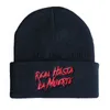 Bonnet / Skull Caps Real Hasta La Muerte Chapeau Hommes Lettre Motif Tricot Chapeau Casquette Simple Couleur Unie Chapeau De Laine Hiver Chaud Bonnet Skullies Chapeau En Gros x0907