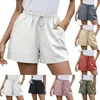 Damesshorts Dames Effen Hoge Taille Katoenen En Linnen Broek Casual Dames Scrunch BuShorts Voor