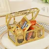 Scatole portaoggetti Contenitori Vintage Golden Pirate Treasure Box Candy Gingillo per gioielli Decorazione della camera da letto con gemme di cristallo 230907