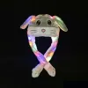 Light Up Led Plush Rabbit Смешное сияние и ухо, движущаяся кролика, для женщин, девочек, рождественская вечеринка, праздничная шляпа 0413