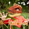 Masques de fête Halloween Masque de dinosaure 3D avec mâchoire ouverte Horreur Dragon Couvre-chef Costume de fête d'Halloween Accessoires de cosplay Masque en plastique dur réaliste 230906