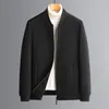 Männer Jacken Männer Business Casual Schafe Wolle Mantel Grau Schwarz Elastische Rippe Manschette Saum Kragen Bomber Winter Herbst Kaschmir Outfits 2023