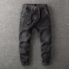 Herrbyxor casual denim män cowboy dragstring mens joggers last rak ljus tvättade byxor streetwear pantalones hombre xs-2xl