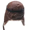 BeanieSkull Caps SupSindy Heren Winter Bomberhoed met bril Outdoor Motor Winddicht Warm Nepbont Pilot Oorklep Leer Thermisch Ushanka 230907