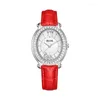 Horloges Oliya Luxe Rolling Diamond Modieus Dames Ellips Horloge Waterdicht Duurzaam Kwarts Dames Meerkleurig Rundleer