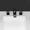 Rubinetti per lavandino del bagno Rubinetto di design Nero opaco Griglia quadrata Rubinetto per acqua 3 fori Miscelatore per lavabo freddo con montaggio su piano separato