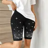 Vrouwen leggings zomer diamant korte mode sportshorts vrouwen sexy glanzende legging panty strass slanke broek streetwear