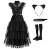 Occasions Special Occasions Girls Black Wednesday Addams Costume Teenage Birthday Party Cosplay Halloween Merlina Carnival Kids Princess Dre