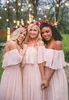 2023 Szybki szyfonowe długie sukienki druhny Elegancka różowa z plaży Bohemian Maid of Honor Wedding Party Plus Size Fize Suknia balowa