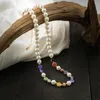Collier court ras du cou en Imitation de perles et perles acryliques pour hommes, chaînes de cou perlées colorées, accessoires de bijouterie à la mode, 2023