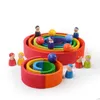 Modèle d'avion 12 pièces ensemble de jeu pour tout-petits Montessori et Waldorf inspirés jouets en bois arc-en-ciel blocs colorés jouet empileur pour bébé 230907