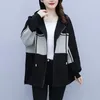 Jaquetas femininas engrossadas primavera e outono fino com capuz topo casual cardigan solto irmã gorda zíper camisola casaco