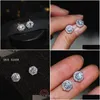 Stud Simple Mode Bijoux Superbe Réel 925 Sterling Sier Rond Coupe Blanc Topaze Cz Diamant Pierres Précieuses Fête Femmes Mariage Mariée Stud Dhh5R