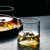 Copos de vinho 6 pçs grandes montanhas japonês uísque antigo uísque rock vidro uísque-vidro caixa de presente de madeira vodka tumbler copo