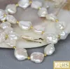 Chains JQHS Luster 45cm 15mm Baroque White Reborn Keshi Pearls Necklace 14K Gold Clasp C792 Jewelry