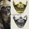 Máscaras de festa Costume Halloween Soldier Airsoft Skull Motorcycle Skull Sketon Hunting Biker Ski Half Face Protect Game Role Máscara X0907