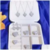 Bruiloft Sieradensets 2021 Choucong Cocktail Luxe Sieraden Set 925 Sterling Sier Fl T Princess Cut Topaas Cz Diamanten Hart Hanger Earr Dhtal