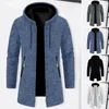 Jaquetas masculinas moda homens casaco elegante comprimento médio com capuz zíper cardigan versátil outerwear para outono / inverno tecido de alta qualidade