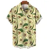 Camicie casual da uomo Camicia hawaiana con frutta 3d Bottone Abbigliamento Magliette oversize a maniche corte Summer Street Per abbigliamento maschile 2023