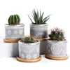 4In Set 2 95Inch Cement Succulent Planter Pots Cactus Plant Pot Indoor Small Concrete Herb Window Box Container With Bamboo Y200722653