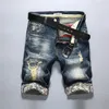 Herren Jeans Sommer Kurze Jeans Männer Löcher Stretch Denim Shorts Baumwolle Gerade Jean Casual Blau Größe 421249Q