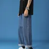 Pantalones vaqueros para hombres con estilo para hombre pantalones de mezclilla coreanos sueltos tubo recto versión tendencia niños ropa de pantalón casual