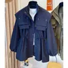 Damenjacken 2023 Herbst Korean Fashion Design Fühlen Sie sich locker entspannt Freizeitjacke Kordelzug Taille gewickelt Arbeitsstil Weibliche Kleidung