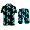 Men's Tracksuits Blue Balloon Men Sets Animal Print Casual Shorts Summer Retro Beachwear Shirt Set Short Sleeve Design Big Size Suit Gift