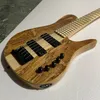 Guitare basse électrique à 5 cordes avec quincaillerie noire, touche en érable, peut être personnalisée