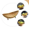 Talerze Rattan Fruit Bowl Statk w kształcie koszyka tkane sundries do przechowywania jajka świeże jajka plastikowy stół do serwowania