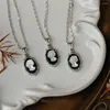 Ожерелья с подвеской, оригинальный цвет, титановая сталь, овальный винтажный черный агат Beimu, очаровательное ожерелье для красоты, цепочка для свитера, сделай сам