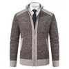 Suéter Masculino Cardigan Suéter Jaqueta Com Zíper Gola Alta De Malha Acolchoada Casual Engrossada