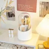 Storage Boxes Dust-proof Make Up Brush Holder 360° Rotating Desktop Brushes Organizer Makeup Lid Jar Pot Bathroom Organization Home