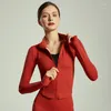 Active Shirts Yoga Clothing Autumn And Winter Stretch Sports Jacket Warm Zipper Thumb Buckle Training Fitness Tight Top Women